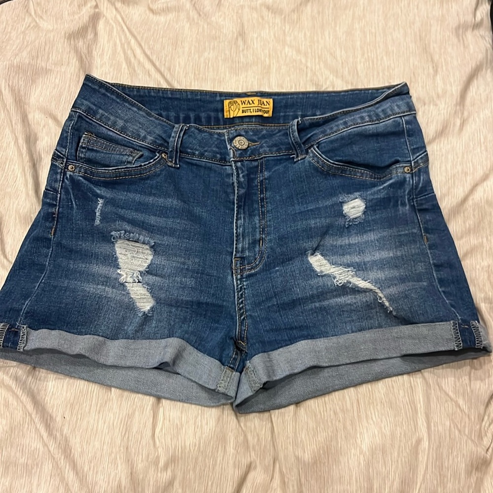Wax Jean Womens Ripped Shorts Medium